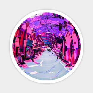 Nagawa, Japan Street Warped Glitch Art Magnet